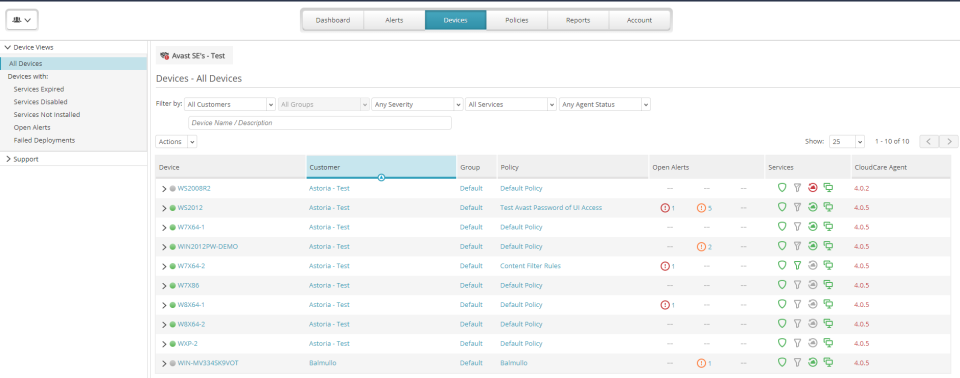 screenshot of Avast Business CloudCare
